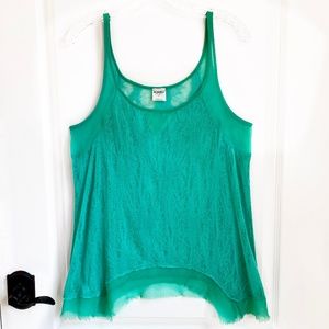 Free People (Intimately) Teal Lacy Sheer Tank Top